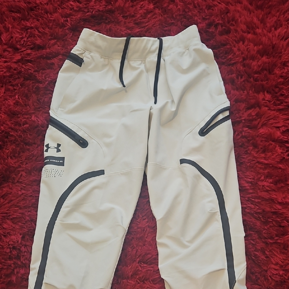 Under Armour Kids' White Joggers with Black Details